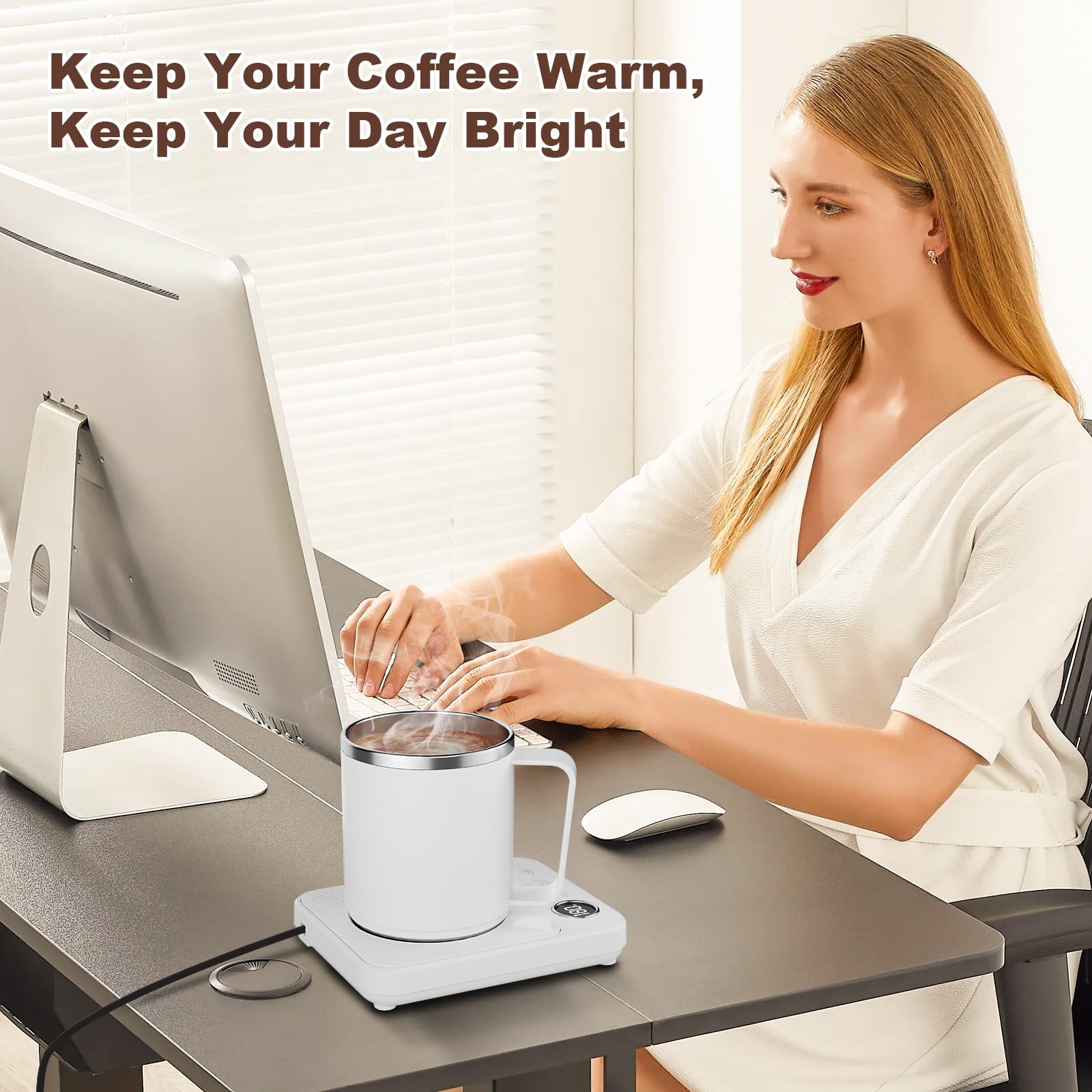 Wide heating area fits most cups for versatile warming.