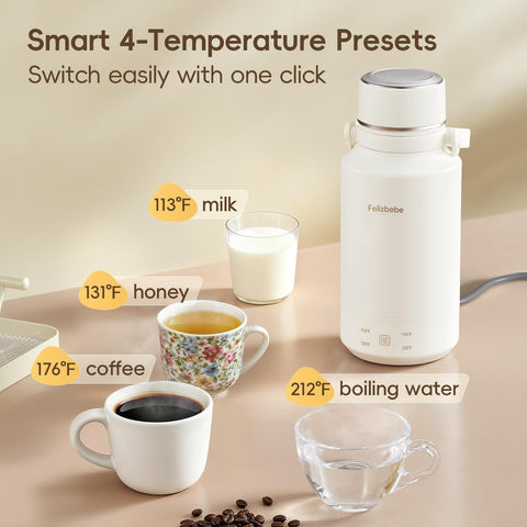 Felizbebe 1000ml kettle keep-warm mode preserves heat for long sipping