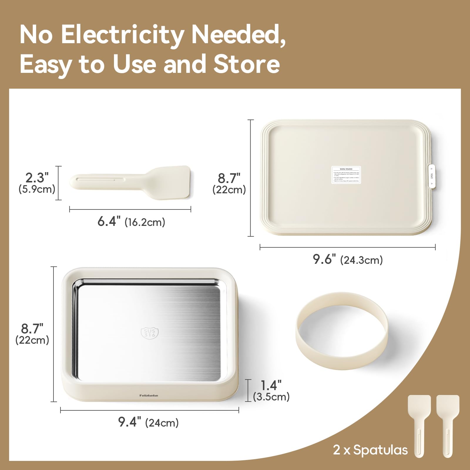 The Felizbebe roller tray cold plate enables quick, even freezing for creamy rolls.