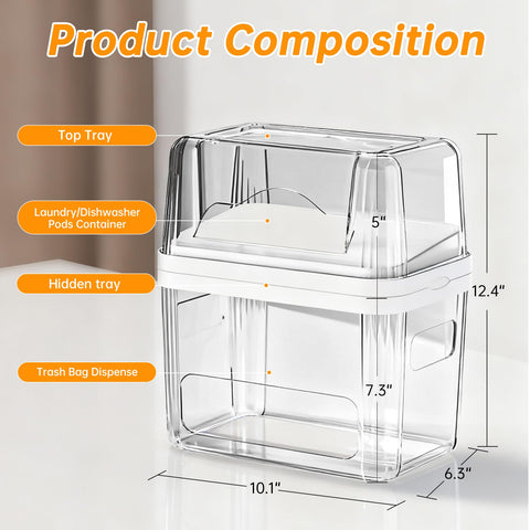 FELIZHOUSE dishwasher pods container with top tray for quick refills.