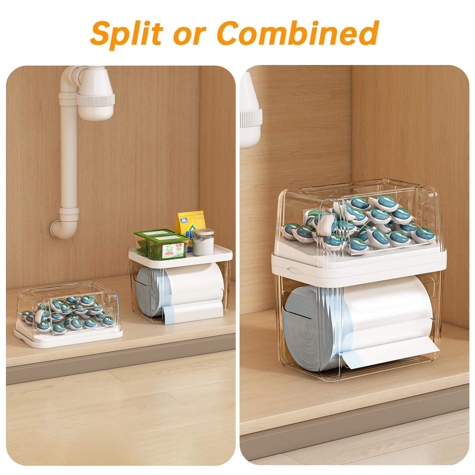 FELIZHOUSE stackable cabinet design saves vertical space in kitchens.