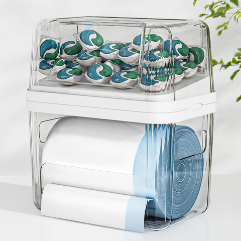FELIZHOUSE under-sink organizer keeps trash bags neatly within reach.