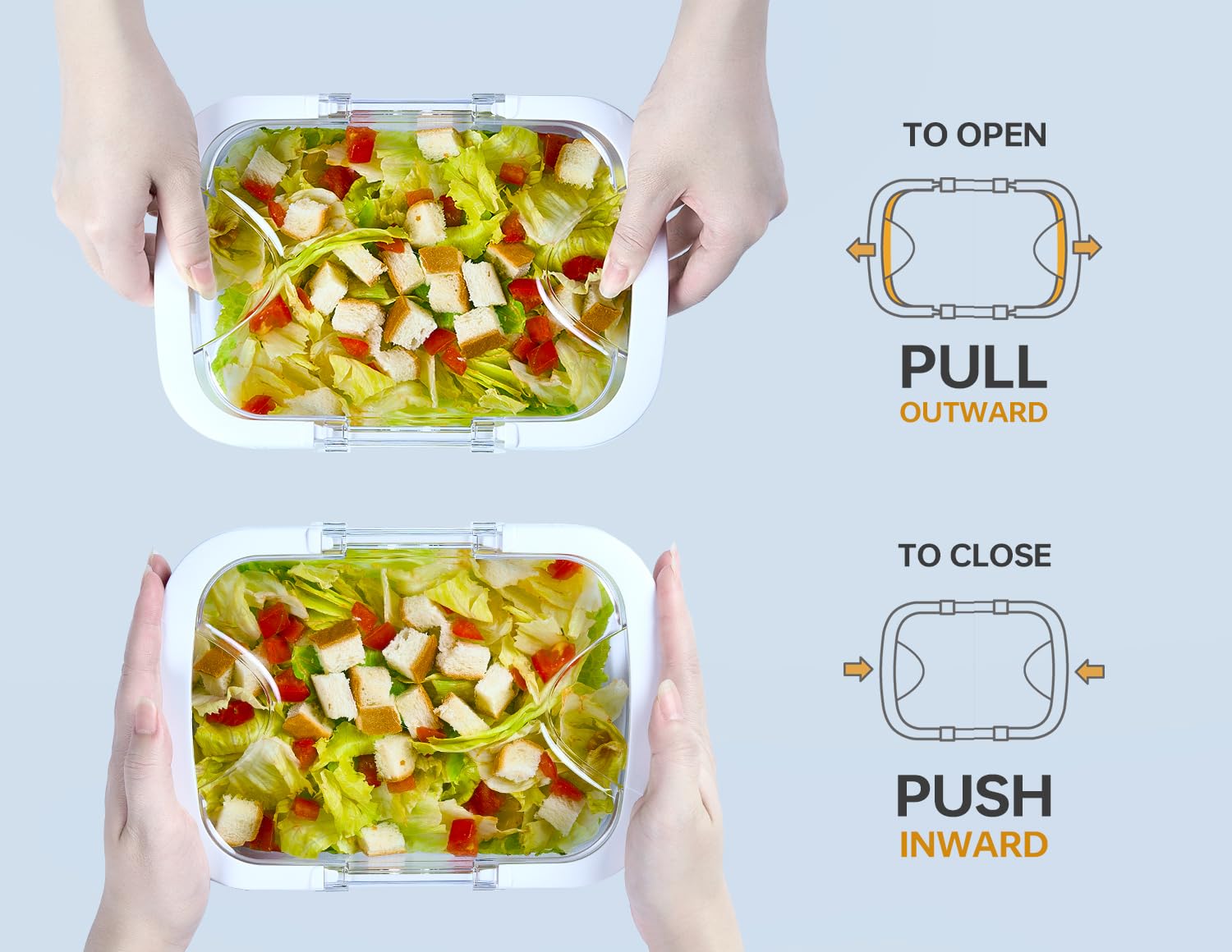 Stackable modular design of Felli Duo Loc saves fridge space and stays organized.