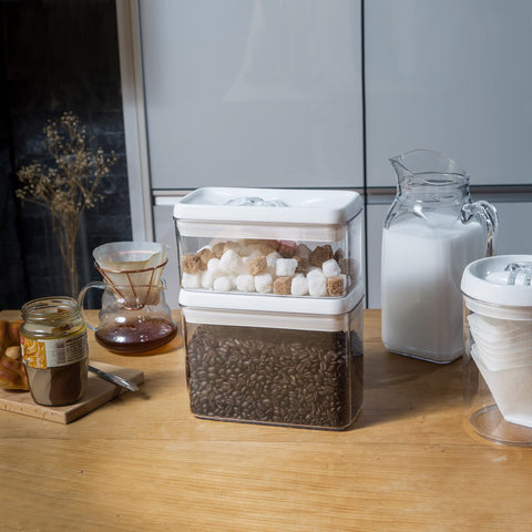 Angled pour corner enables controlled, spill-free serving of pasta or granola