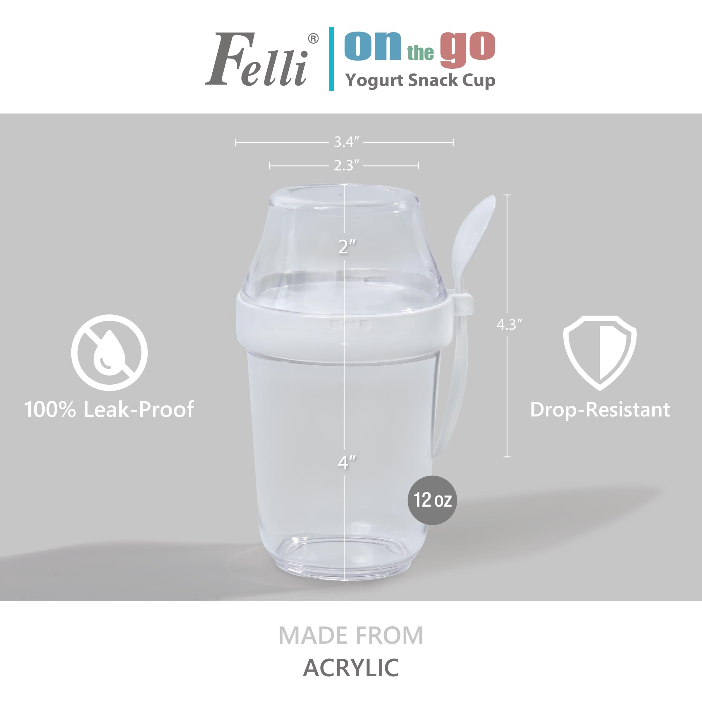 Felli leak-proof lid secures yogurt for portable meals without leaks.
