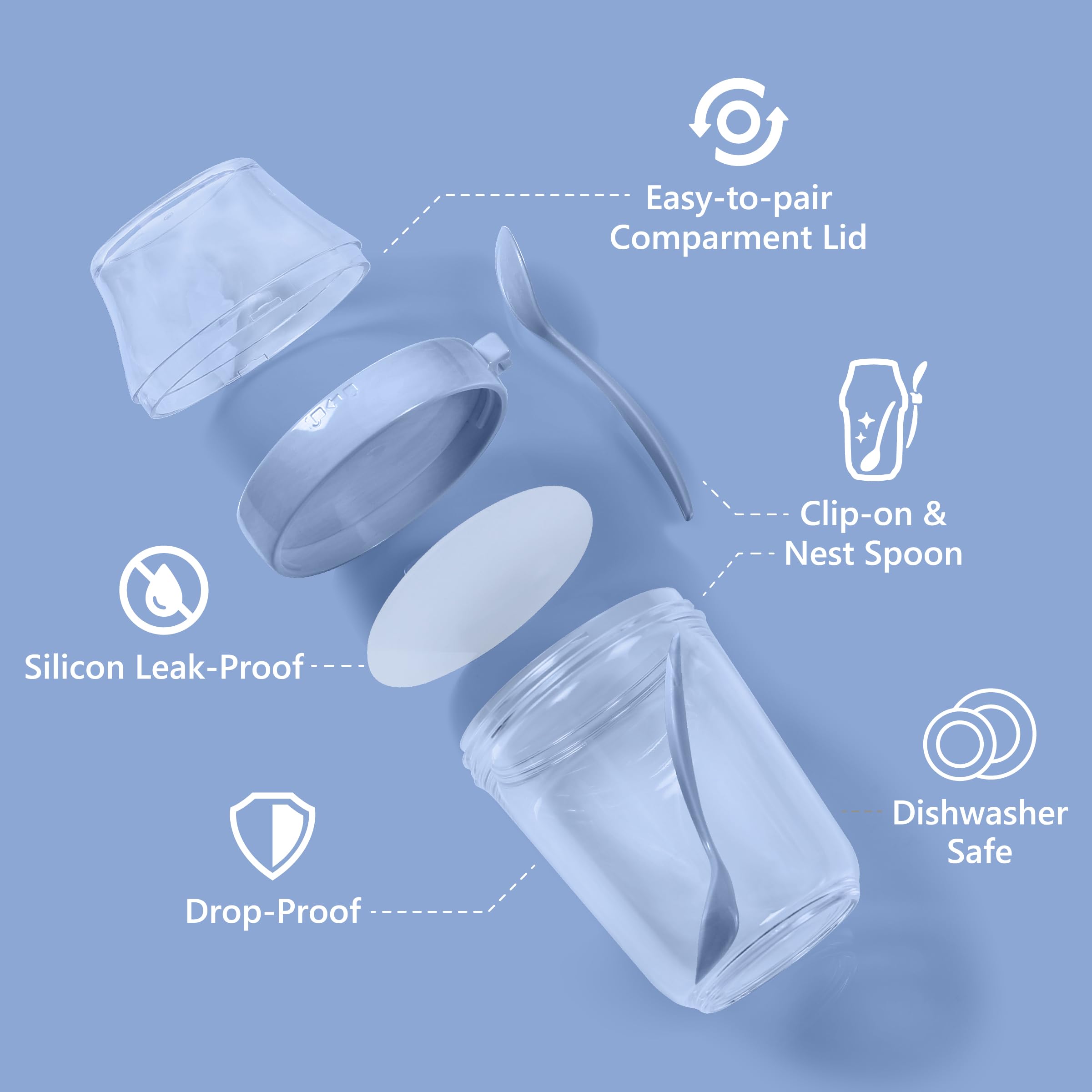 Felli On the Go Yogurt Parfait Cup shows layered ingredients through crystal-clear walls.