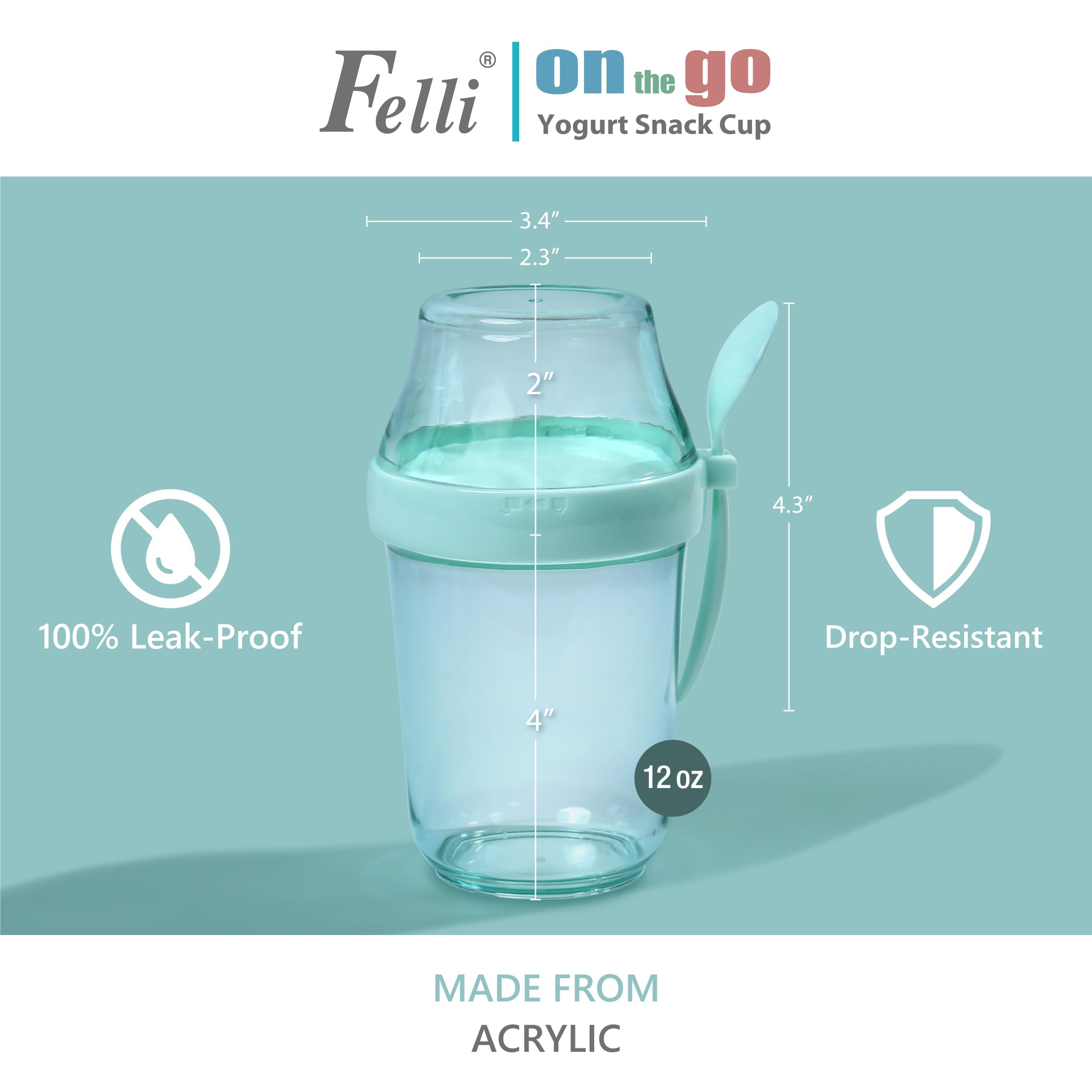 Felli customizable snack jar for tailor-made yogurt bowls and toppings.