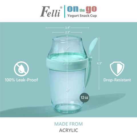 Felli customizable snack jar for tailor-made yogurt bowls and toppings.