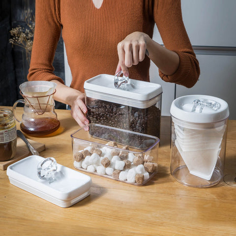 Three-piece stackable rectangular containers set by Felli for organized storage
