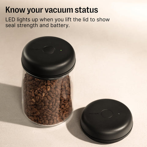 Fellow Atmos coffee beans storage keeps beans fresh with vacuum seal