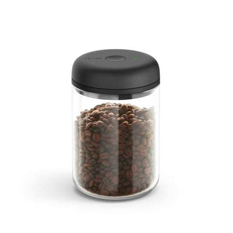 Fellow Atmos vacuum canister exterior view showing modern kitchen storage and style