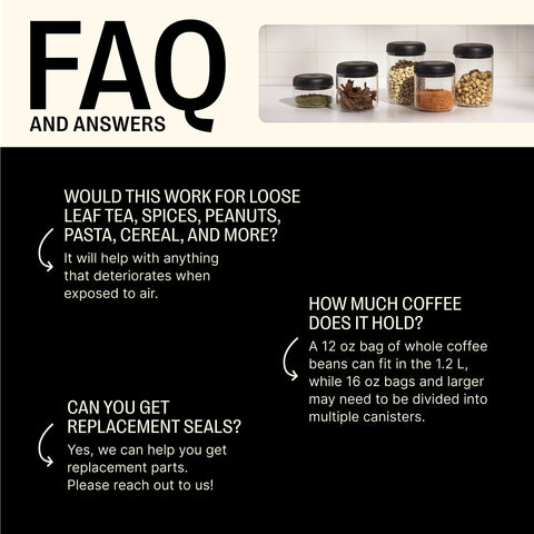 Atmos canister repurposed for spices, tea, or nuts on kitchen shelf