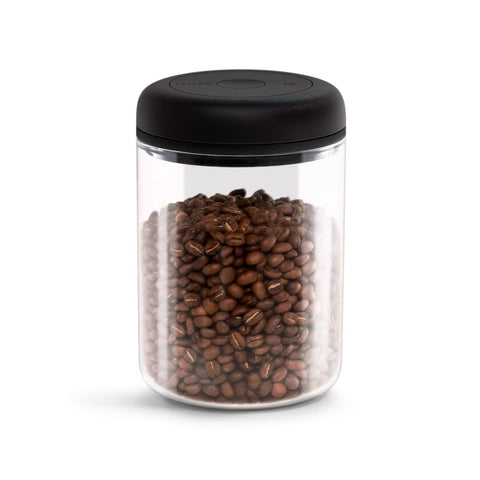 Fellow Atmos vacuum canister showing 1.2 L capacity for fresh coffee beans