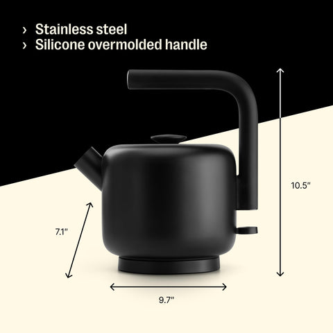 Fellow Clyde Electric Kettle silicone handle provides comfortable cool-touch grip.