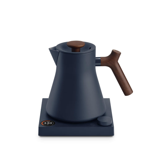 Fellow Corvo EKG Pro stone blue kettle front view highlighting quick heat