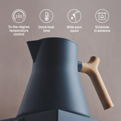 Fellow Corvo EKG Pro wide spout enables controlled, fast pours for tea and coffee.