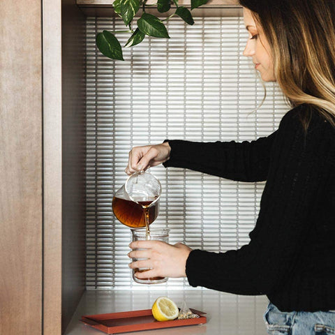 Fellow Mighty Small Glass Carafe paired with a Stagg dripper for ratio control.