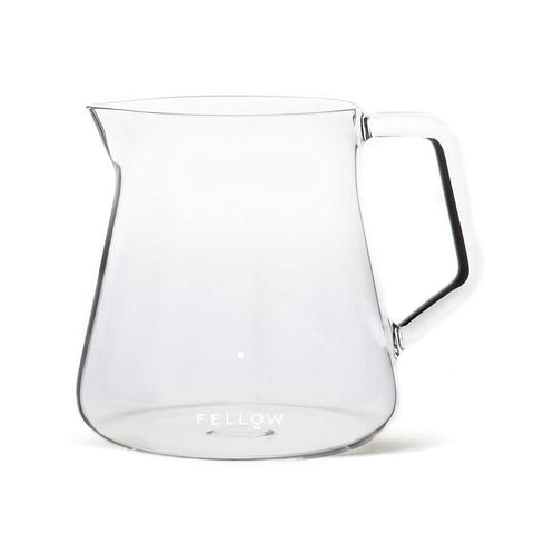 Fellow Mighty Small Glass Carafe no-drip spout for clean cups.