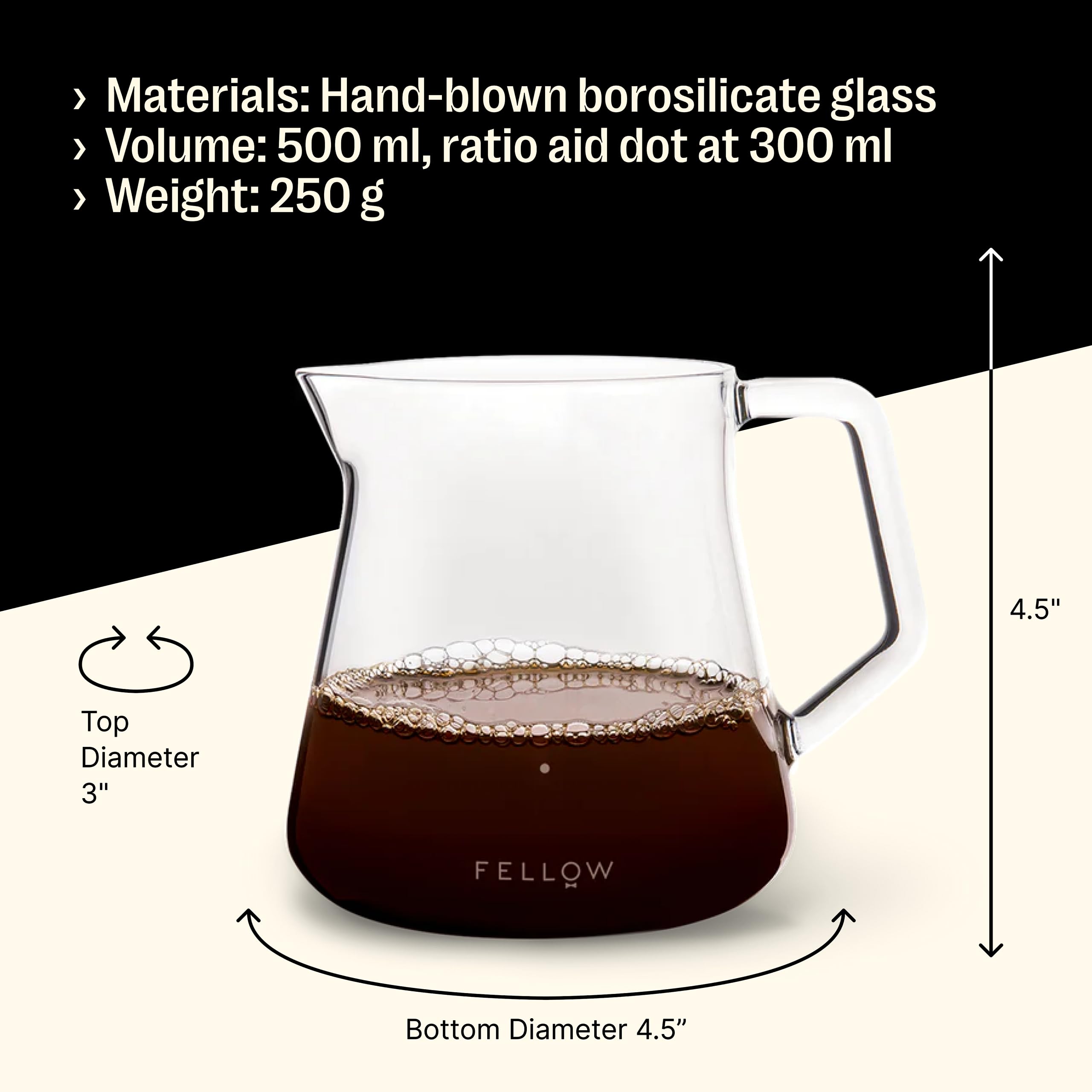 Fellow Mighty Small Glass Carafe tea steeping in progress, compact and heat-resistant.