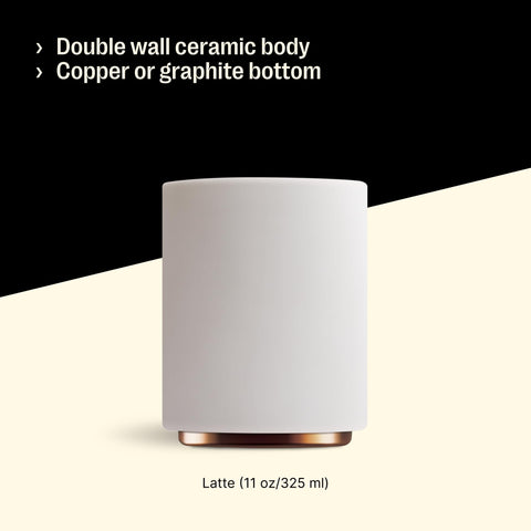Monty milk art cup showcases matte white finish with copper bottom.