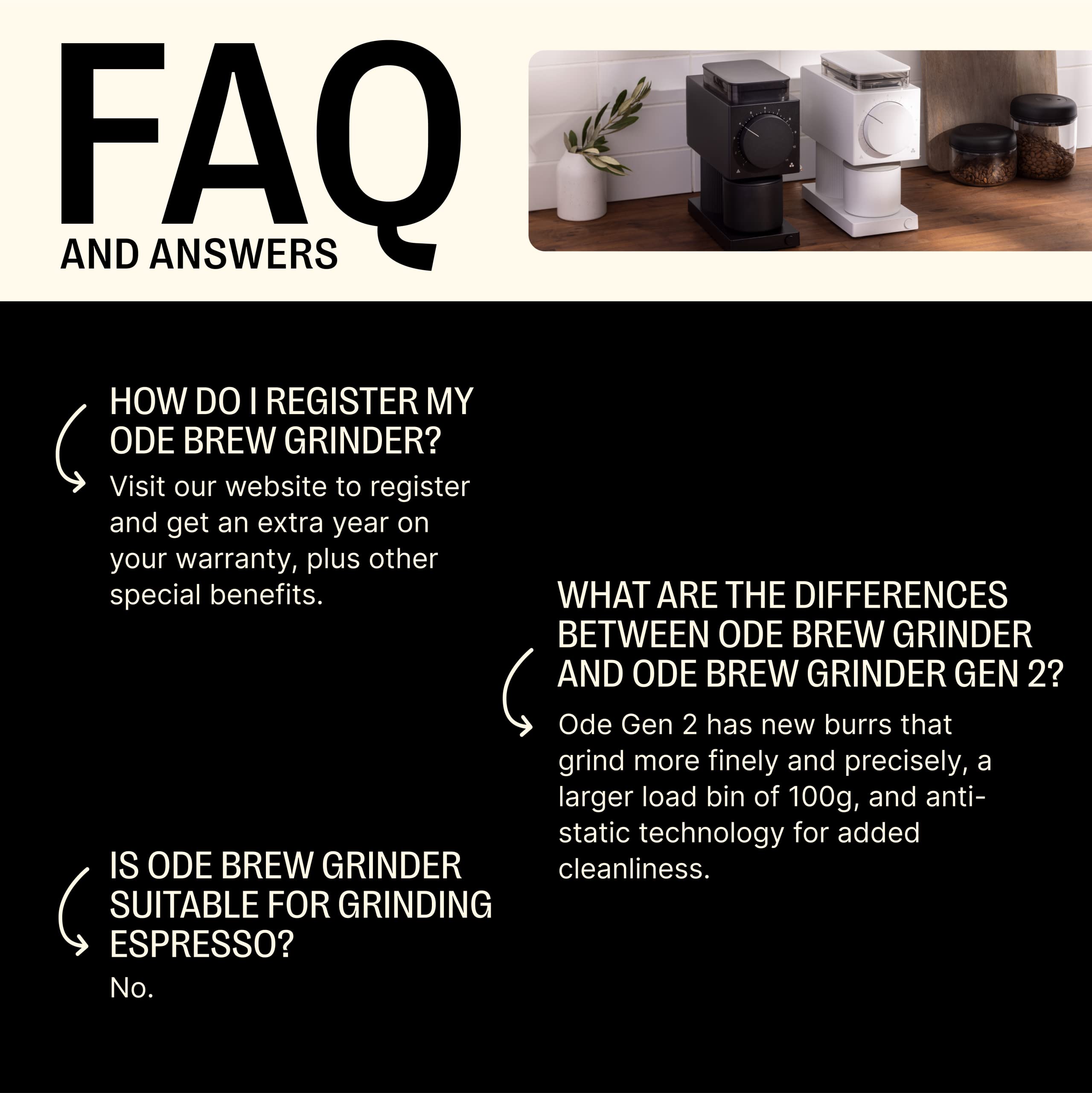 Fellow Ode Gen 2 anti-static tech keeps counters clean during grinding