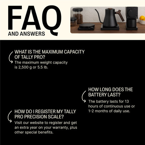 Fellow Tally Pro Studio Brew Assist Mode guides ideal coffee-to-water ratios.