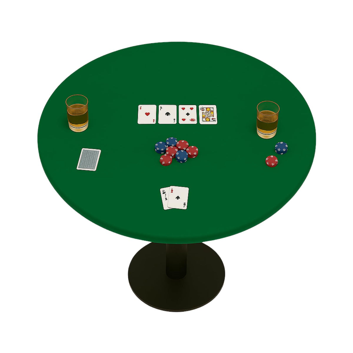 Feltectors round felt table cover with elastic fit for smooth card games.