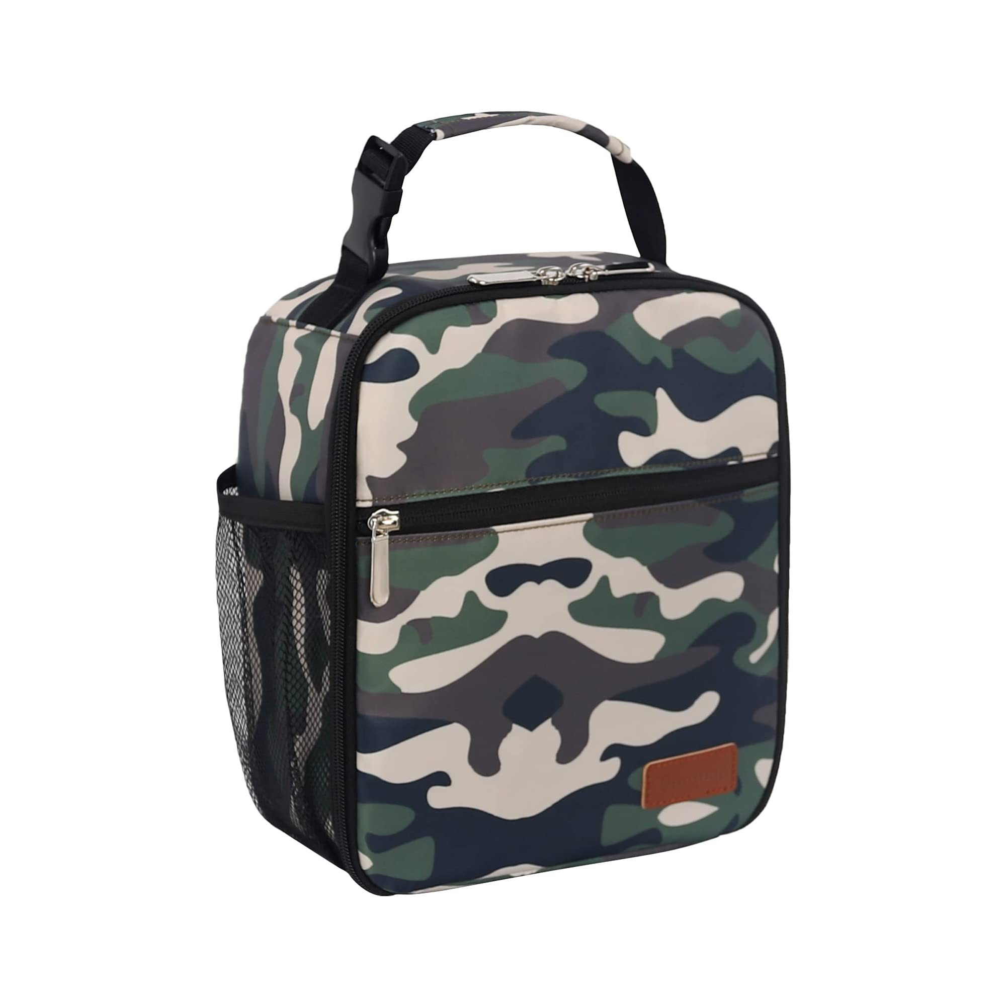 Femuar camouflage lunch box front view, compact daily meal solution for work and outings.
