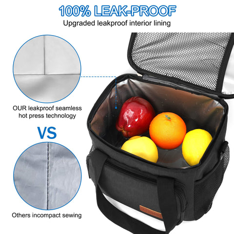 Femuar lunch bag compartments show inner pockets and main storage area