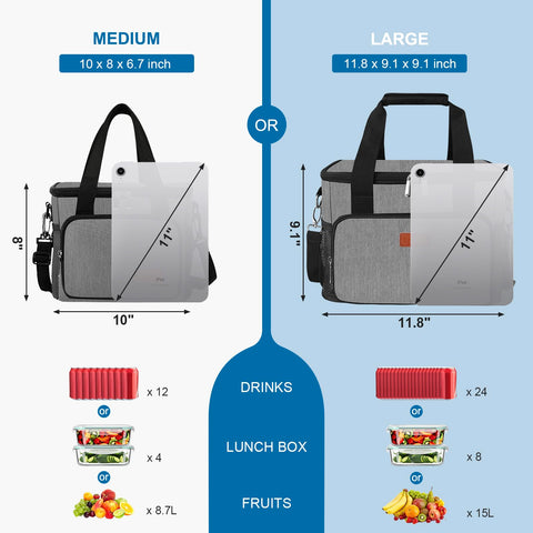 Femuar lunch bag front pocket shows organized storage for on-the-go meals.