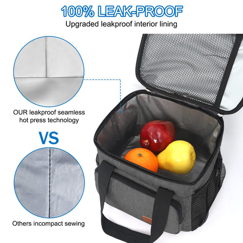 Femuar leakproof seams and waterproof liner prevent spills during transport.
