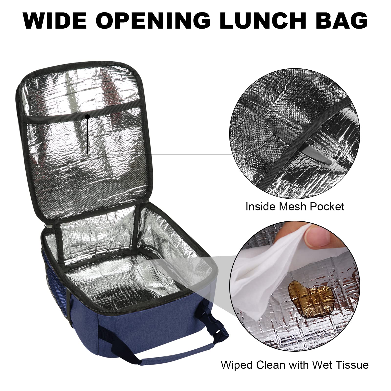 Femuar lunch box front-pocket storage for keys or phone.