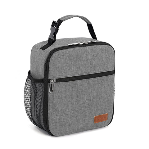Femuar lunch box front view in gray, ideal for office meals and portability.