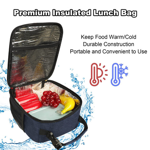 Femuar lunch box inside mesh pocket keeps utensils organized.