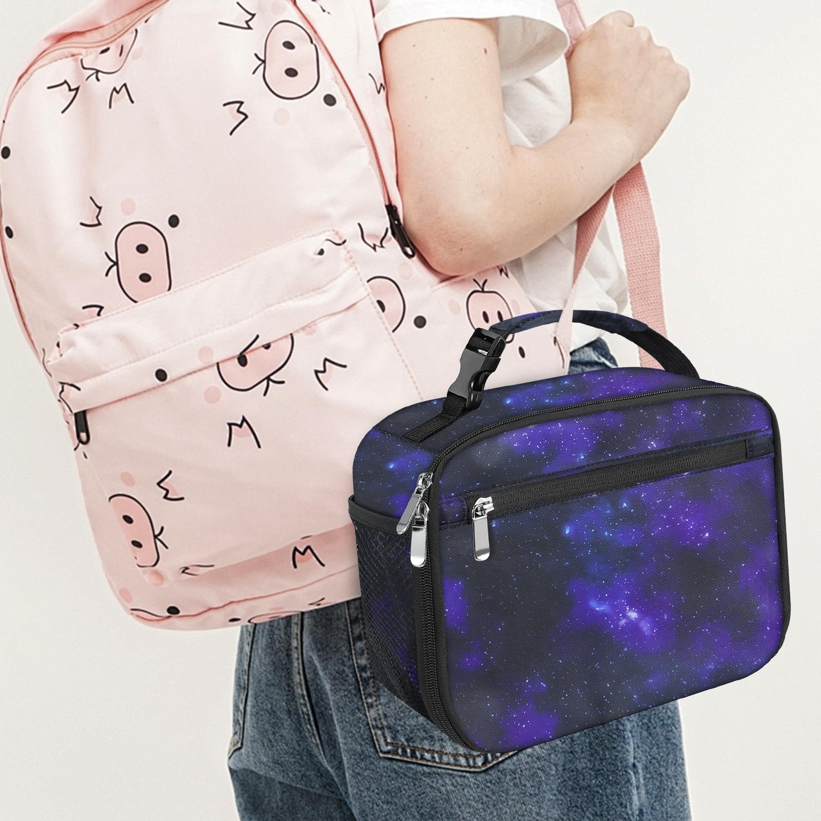 Femuar lunch box side mesh pocket fits water bottle