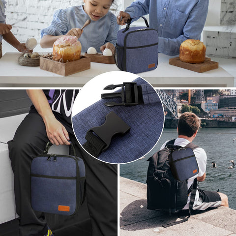 Femuar lunch box side pockets fit drinks or small bottles.