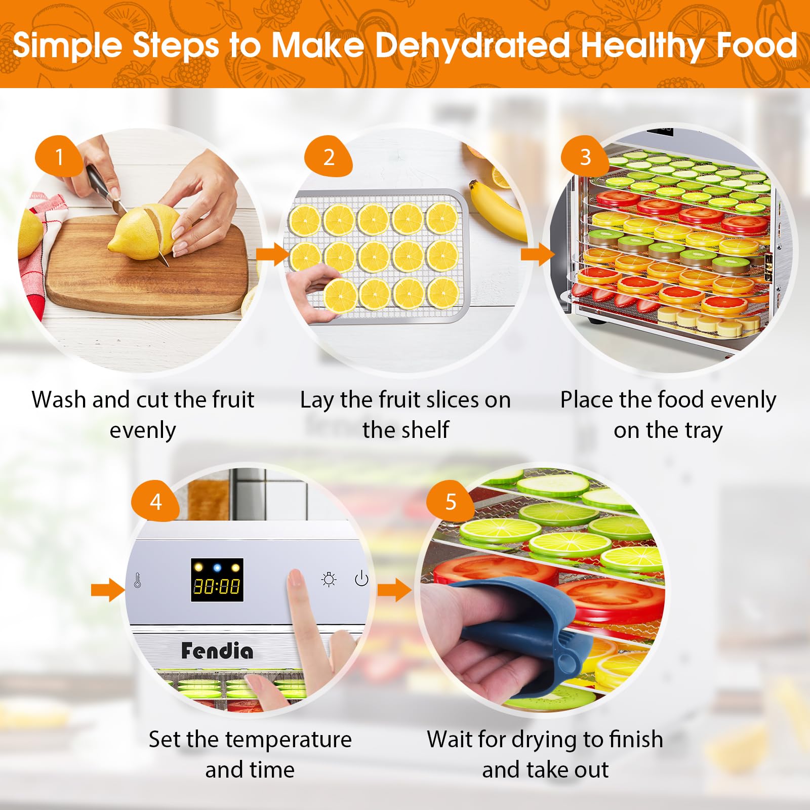 Fendia accessories pack includes drip tray and silicone mats for mess-free drying.