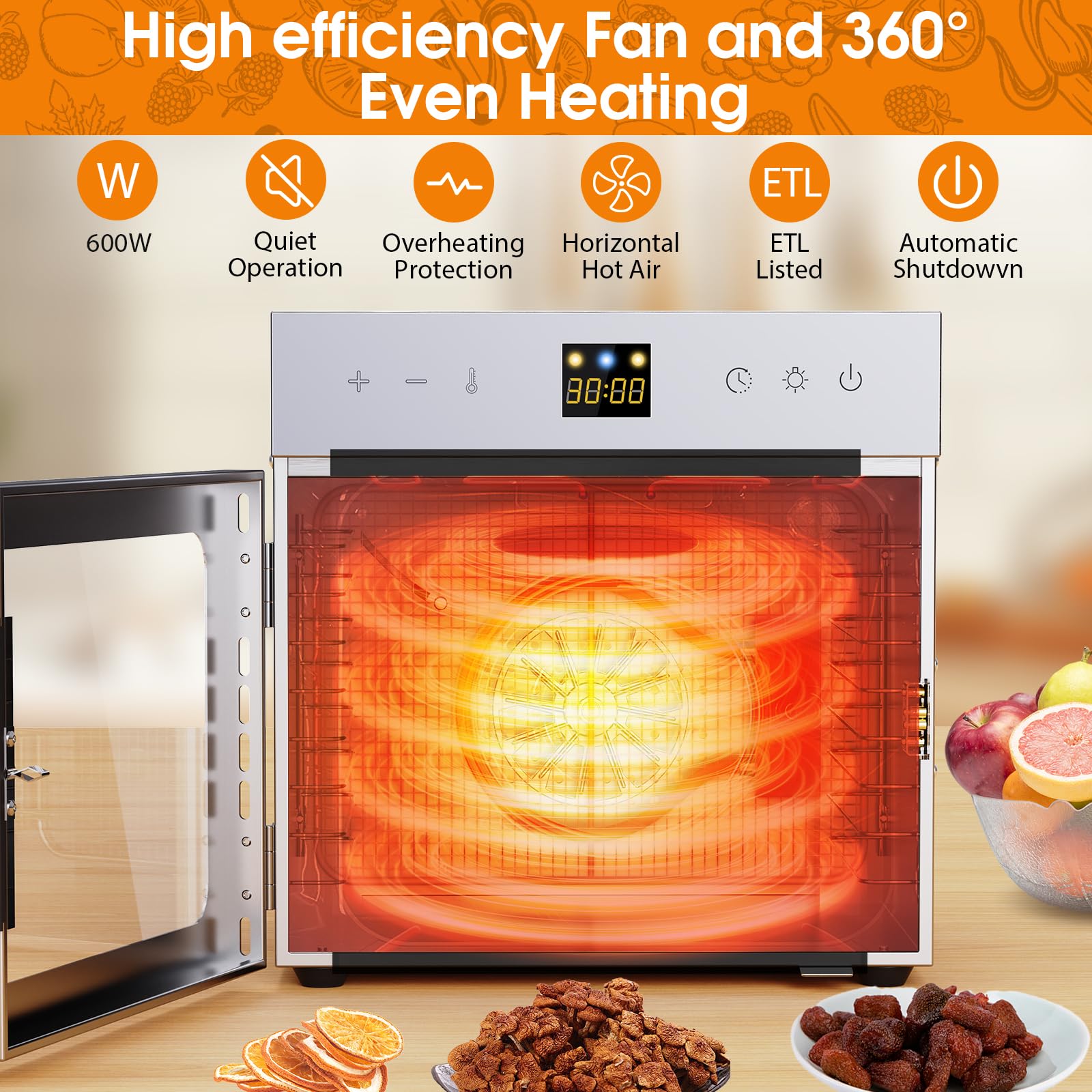 Fendia dehydrator with digital controls and clear door for easy monitoring.