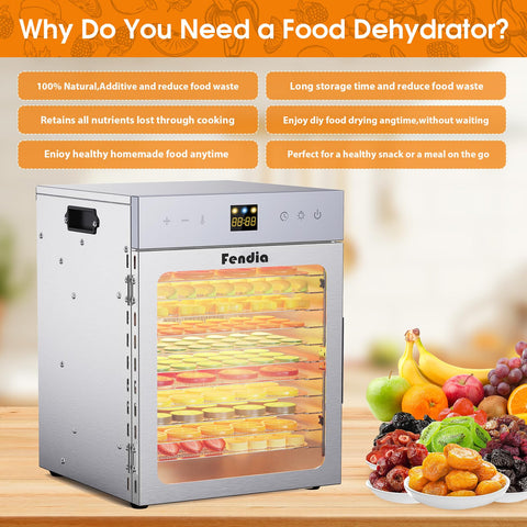 Fendia dehydrator glass-door monitor for observing drying progress.