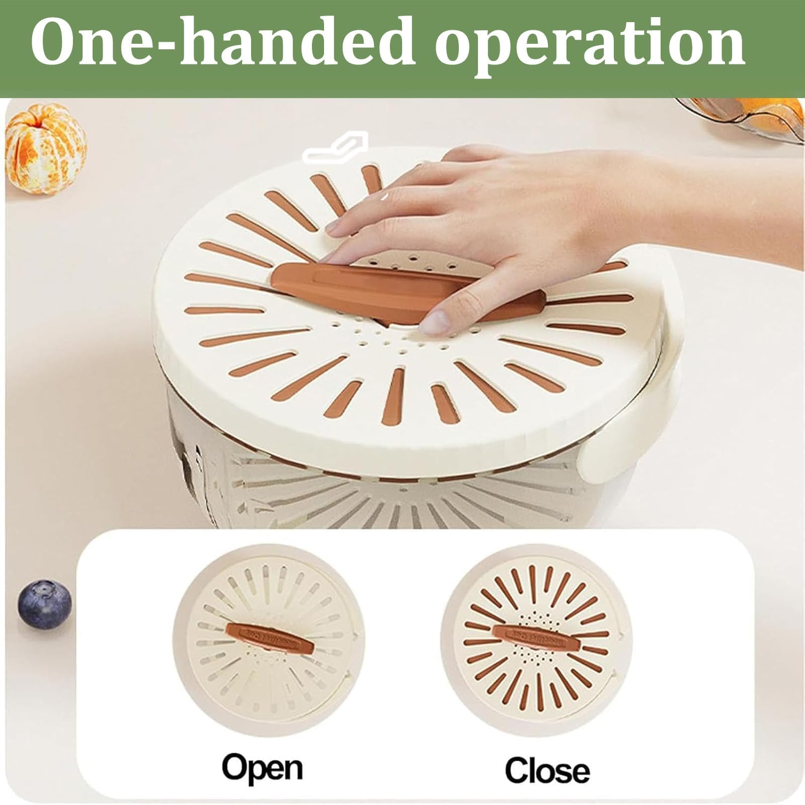 FENGSHOUNIAN hidden-handle-fruit-bowl eases lifting during rinsing and draining.