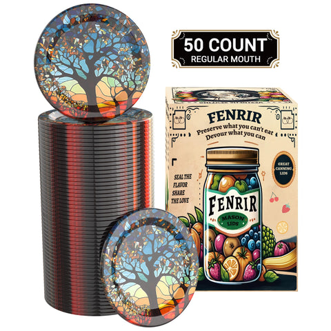Fenrir 50pcs regular-mouth blue canning lids pack for airtight preservation
