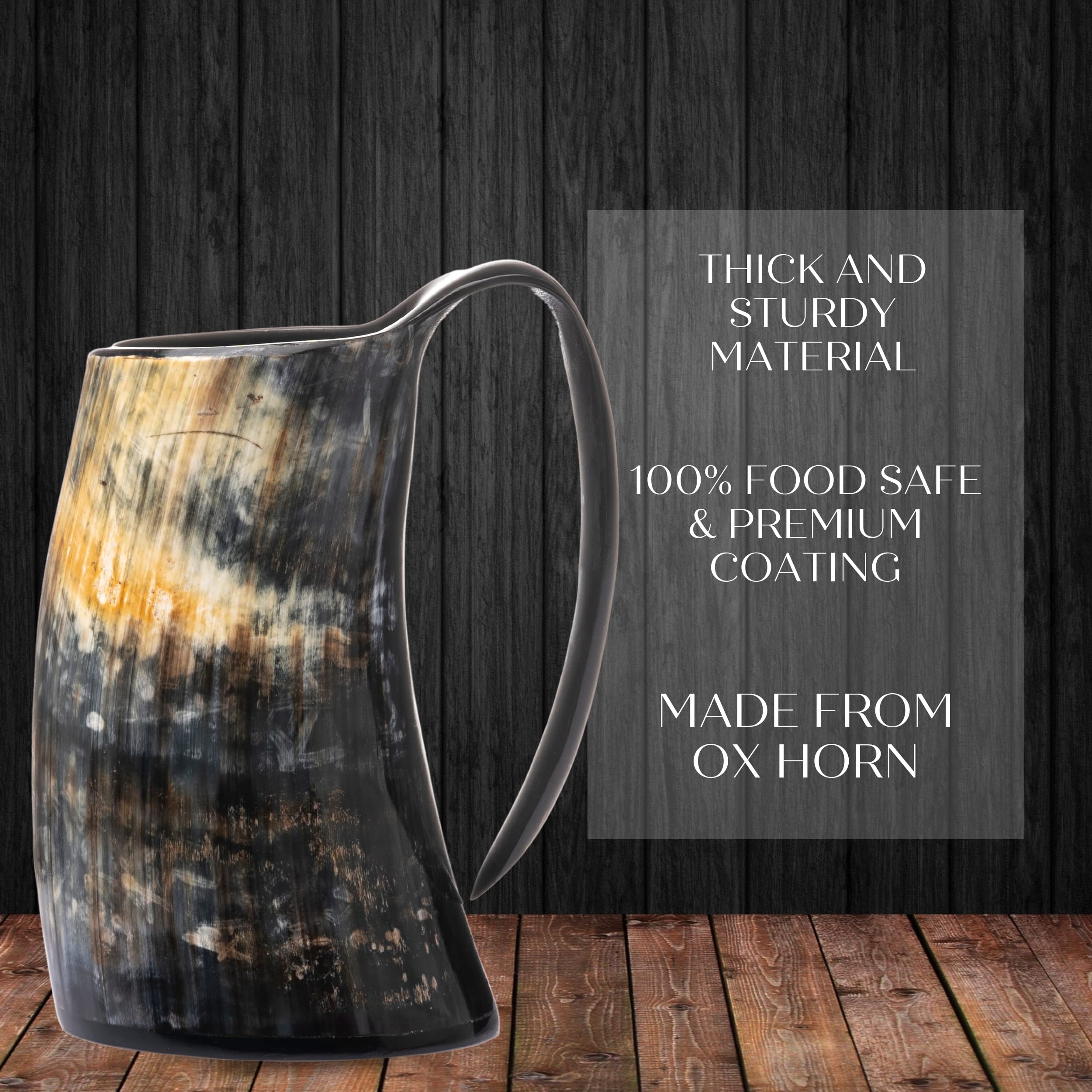 FENRIR horn mug set with built-in bottle opener for convenience