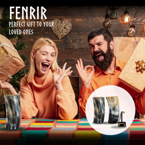FENRIR durable, food-safe horn mug with leak-proof bottom for long-lasting use.