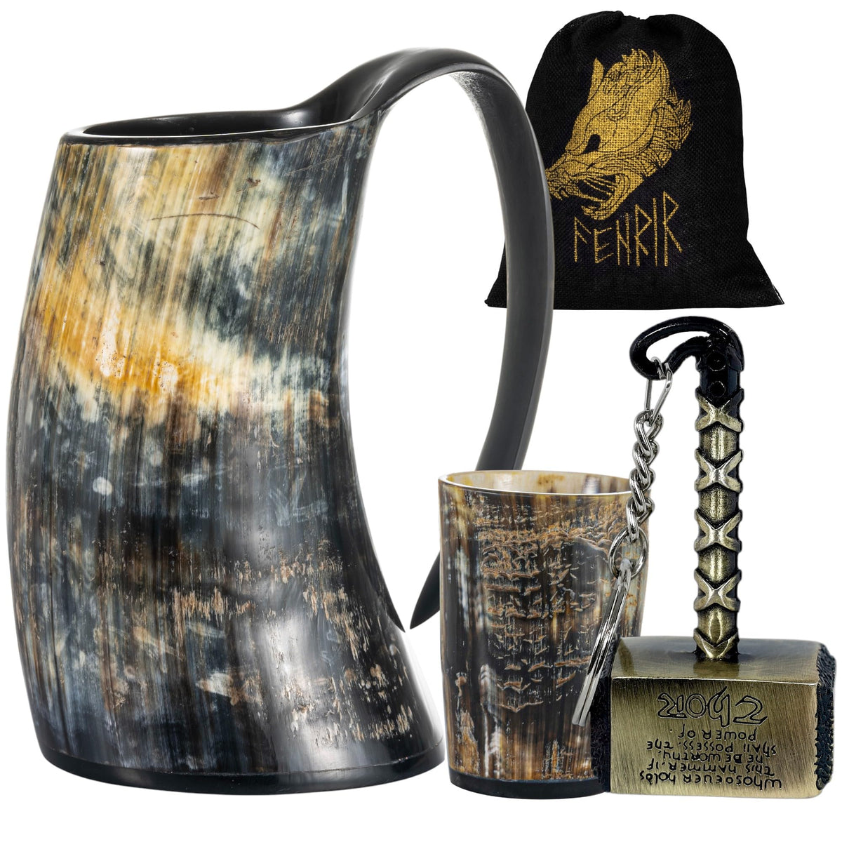 FENRIR Viking horn mug ready for pouring beer or mead