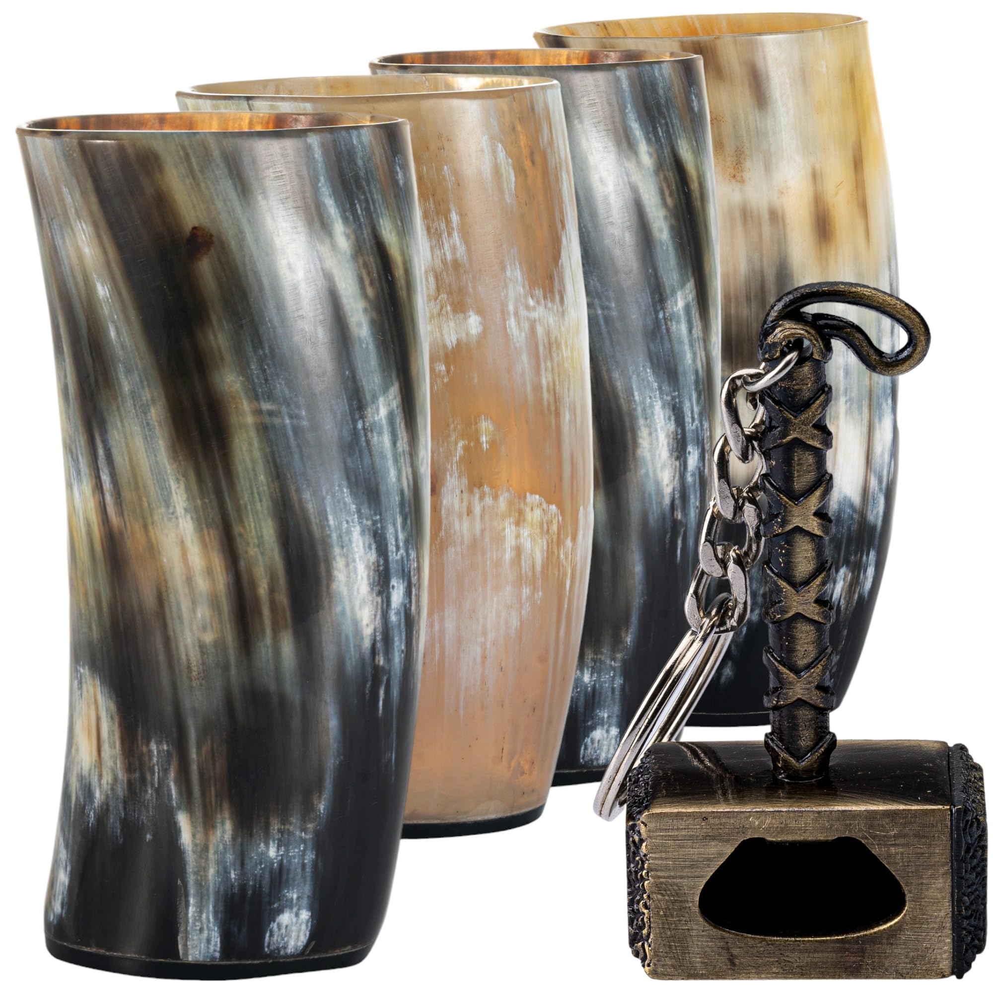 FENRIR Viking horn mug set of 4 for rustic beer moments and Norse-inspired gatherings.
