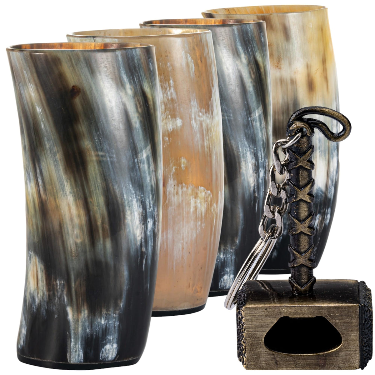 FENRIR Viking horn mug set of 4 for rustic beer moments and Norse-inspired gatherings.