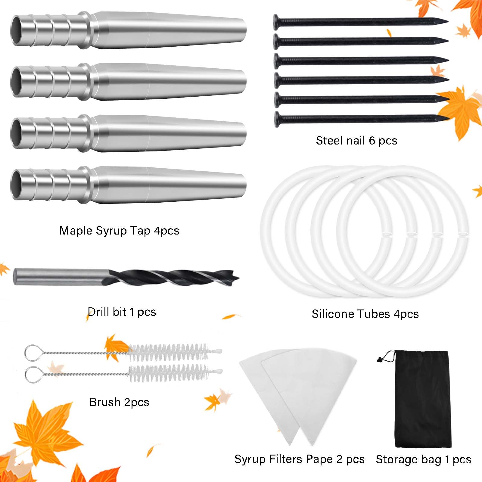 Feoang stainless steel taps: precise spiles for steady sap flow.