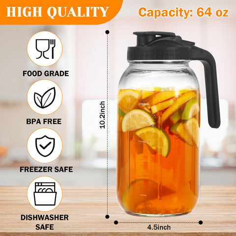 FEODSEW wide-mouth pitcher with airtight lid for easy fruit and ice addition.