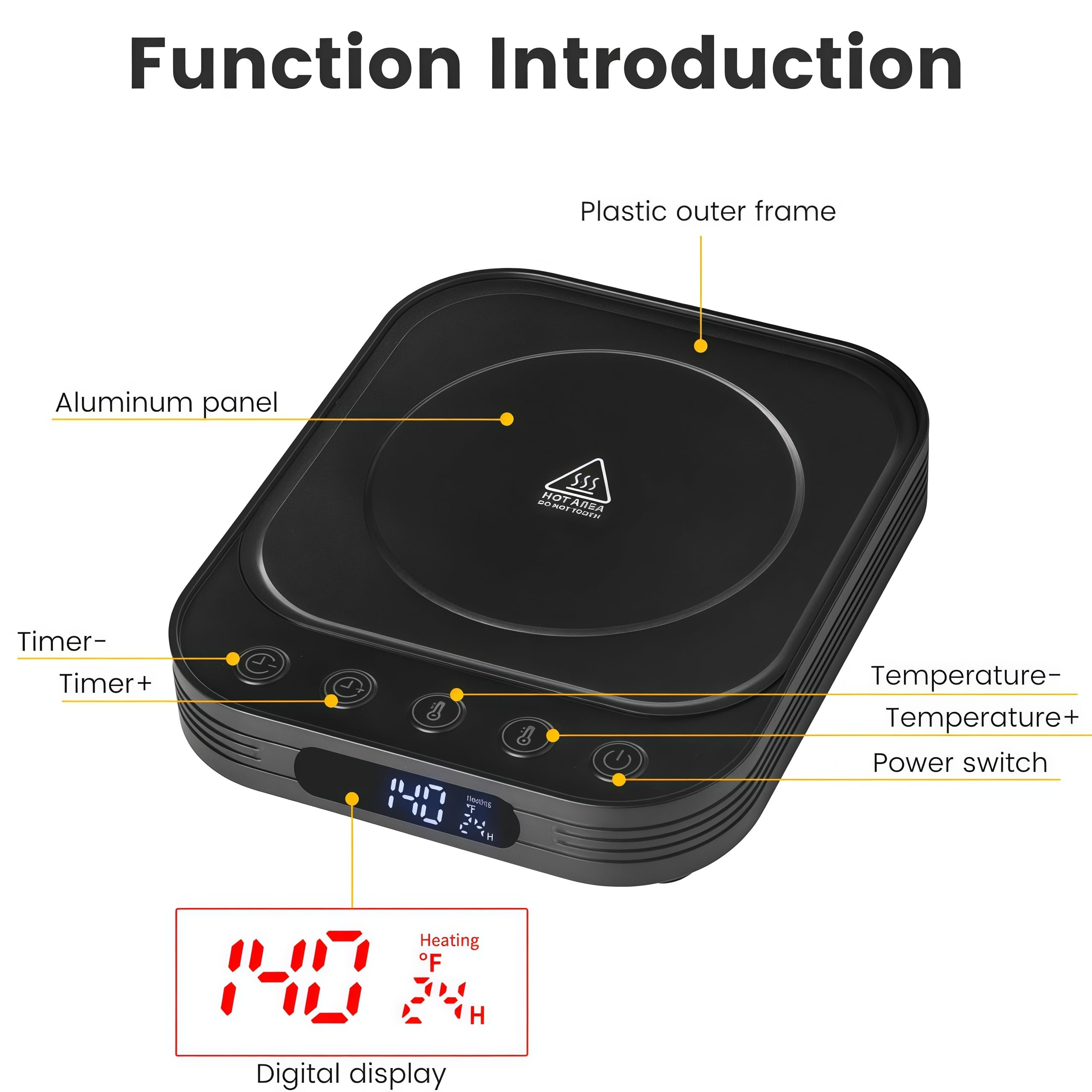 FEIOOD Warmer Mat digital display demonstrating easy touch controls for precise settings.