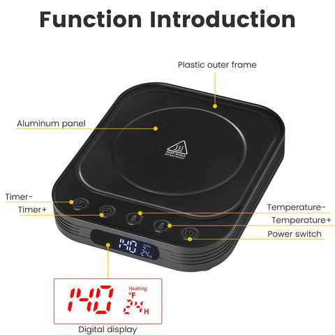 FEIOOD Warmer Mat digital display demonstrating easy touch controls for precise settings.